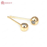 10PCS 24K Brass Round Rubber Stud Earrings DIY Jewelry Making