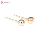10PCS 24K Brass Round Rubber Stud Earrings DIY Jewelry Making