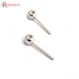 10PCS 24K Brass Round Rubber Stud Earrings DIY Jewelry Making