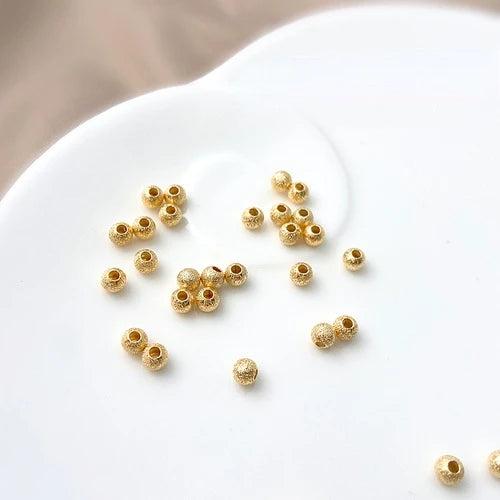 10PCS 18K Flash Sand Spacer Beads DIY Bracelet Ball Bead Material