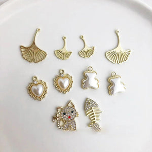 Alloy Jewelry Material Pearl Bear Pendant DIY Earring