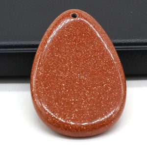 Gem Sand Stone Oval Pendant for DIY Vintage Necklace 35x55mm