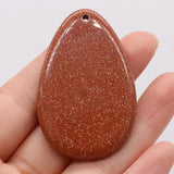 Gem Sand Stone Oval Pendant for DIY Vintage Necklace 35x55mm