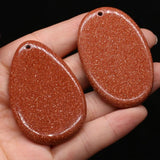 Gem Sand Stone Oval Pendant for DIY Vintage Necklace 35x55mm