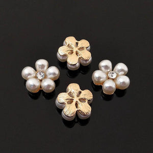10 PCS 22mm Metal Alloy KC Pearl Flowers For DIY Jewelry Making
