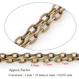 Antique Bronze Metal Necklace Chains 1.2x4.5x7mm Lot of 5m