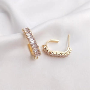 14K Square Zircon Earrings with Hanging S925 Silver Needle DIY Earpiece