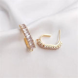 14K Square Zircon Earrings with Hanging S925 Silver Needle DIY Earpiece