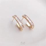 14K Square Zircon Earrings with Hanging S925 Silver Needle DIY Earpiece