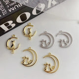 10pcs Moon Cat Pendant Base Silver Charms for DIY Jewelry Making