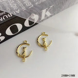 10pcs Moon Cat Pendant Base Silver Charms for DIY Jewelry Making