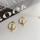 10pcs Moon Cat Pendant Base Silver Charms for DIY Jewelry Making