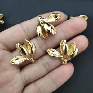 10 PCS 19.5x24.5mm 3D Plated Flowers for DIY Jewelry Making