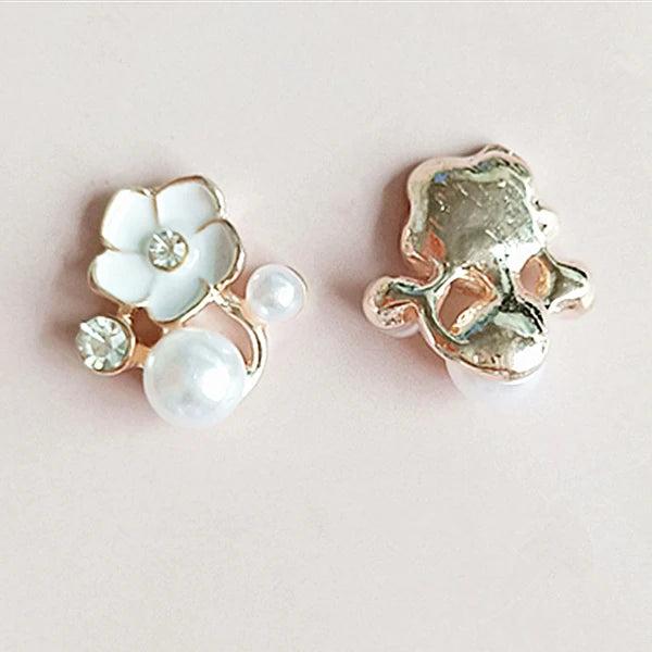 10Pcs Small Flower Pearl Rhinestone Buttons Clothing DIY Sewing Hand Accessories