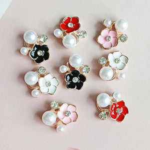 10Pcs Small Flower Pearl Rhinestone Buttons Clothing DIY Sewing Hand Accessories
