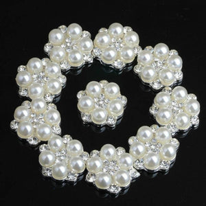 10Pcs 15mm Flower Rhinestones Alloy Jewelry for DIY Wedding Hair Bow Craft