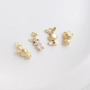 4PCS 14k Filled Zircon Animal Necklace DIY Bracelet Jewelry
