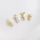 4PCS 14k Filled Zircon Animal Necklace DIY Bracelet Jewelry