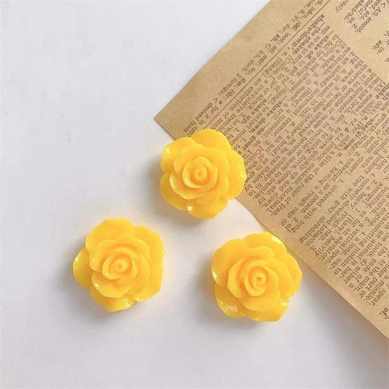 10PCS 23x9mm Resin Rose Flower Charms DIY Jewelry Making