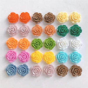 10PCS 23x9mm Resin Rose Flower Charms DIY Jewelry Making