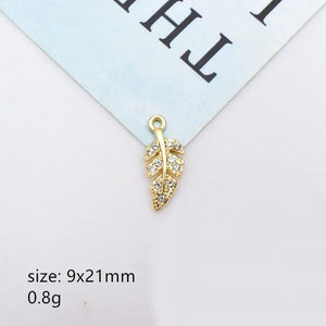 10 PCS Metal Alloy Crystal Rhinestone Leaves Charms DIY Jewelry Making