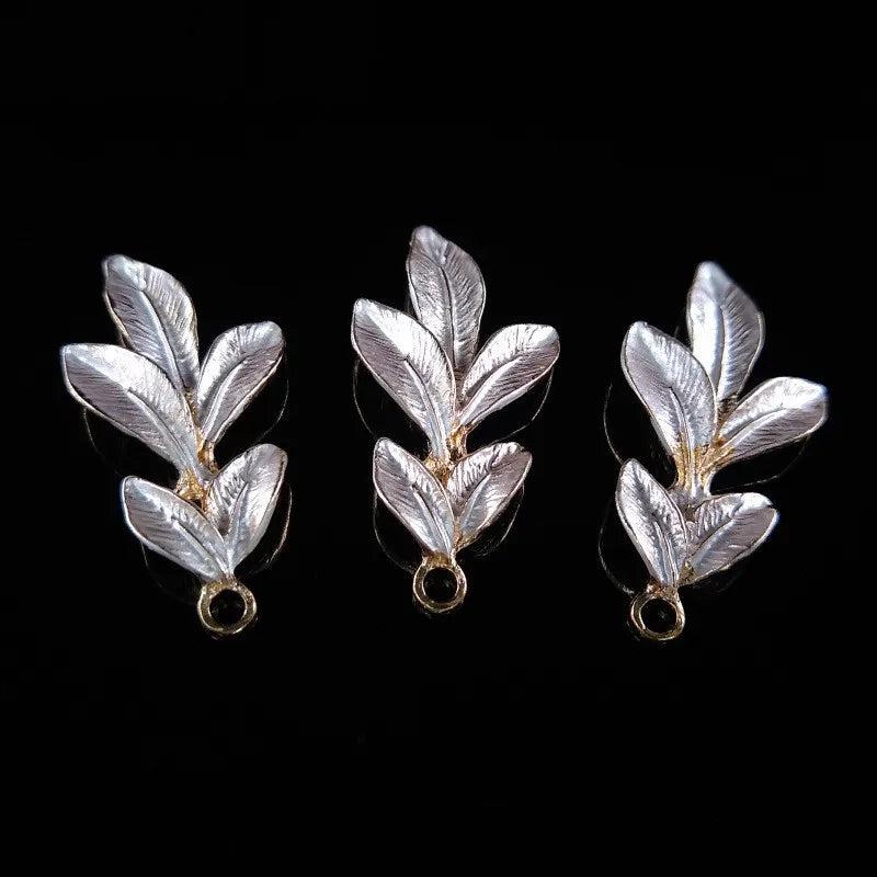 10 PCS Metal Alloy KC Leaves Pendant Charms For Jewelry Making