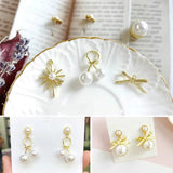 6pcs Alloy Pearl Sun Bow Bracelet DIY Earrings Pendant Material
