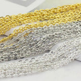 5m 2x3mm 3x4mm Necklace Chains Rhodium/Silver/Gold/Bronze Flat Open Link Chain