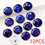 12pcs Zodiac Printed 18mm Snap Button DIY Jewelry Accessories