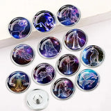 12pcs Zodiac Printed 18mm Snap Button DIY Jewelry Accessories