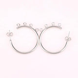 6pcs 30mm Stainless Steel Gold/Steel Tone C Shape Ear Studs with 4 Loops