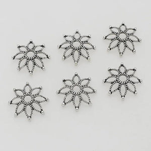 50pcs Bohemia Antique Silver Bead Caps 19mm Tassel End Cap Trays DIY Jewelry Mak