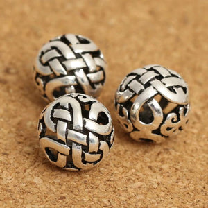 925 Silver Tibetan Endless Knot Beads Sterling Silver Buddhist Symbol Beads