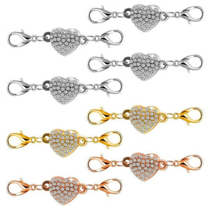 8 Magnetic Clasp Heart-Shaped Rhinestone Jewelry Lobster Clasp