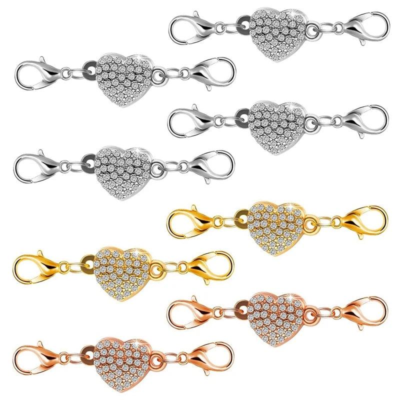 8 Magnetic Clasp Heart-Shaped Rhinestone Jewelry Lobster Clasp
