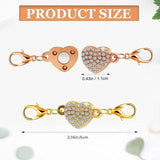 8 Magnetic Clasp Heart-Shaped Rhinestone Jewelry Lobster Clasp