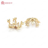 6PCS 15MM 17MM Champagne Brass Zircon Flower Jewelry Making Findings