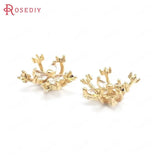 6PCS 15MM 17MM Champagne Brass Zircon Flower Jewelry Making Findings