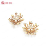 6PCS 15MM 17MM Champagne Brass Zircon Flower Jewelry Making Findings