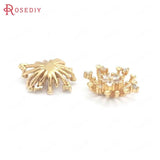 6PCS 15MM 17MM Champagne Brass Zircon Flower Jewelry Making Findings