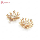 6PCS 15MM 17MM Champagne Brass Zircon Flower Jewelry Making Findings