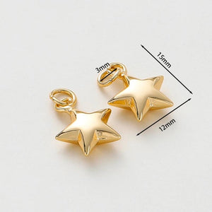 2pcs 18K Plated 12*15mm Bracelet Star Pendants Charms DIY Jewelry Making