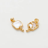 18K Plated Double Pattern Square Shell Pendant Charm For DIY Jewelry