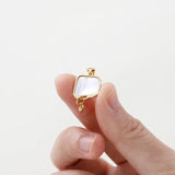 18K Plated Double Pattern Square Shell Pendant Charm For DIY Jewelry