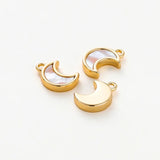 2pcs 18K Plated Shell Moon Pendants DIY Jewelry Making