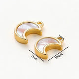 2pcs 18K Plated Shell Moon Pendants DIY Jewelry Making