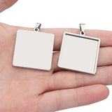 2pcs Stainless Steel Square Pendant Tray for DIY Jewelry Findings