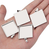 2pcs Stainless Steel Square Pendant Tray for DIY Jewelry Findings