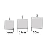 2pcs Stainless Steel Square Pendant Tray for DIY Jewelry Findings