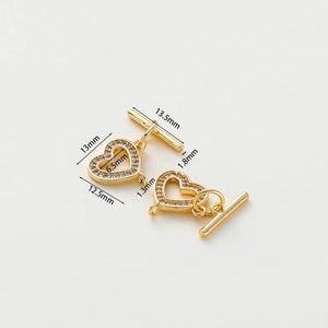 2 Sets Heart O Toggle Clasps 18K Plated Brass DIY Jewelry Findings